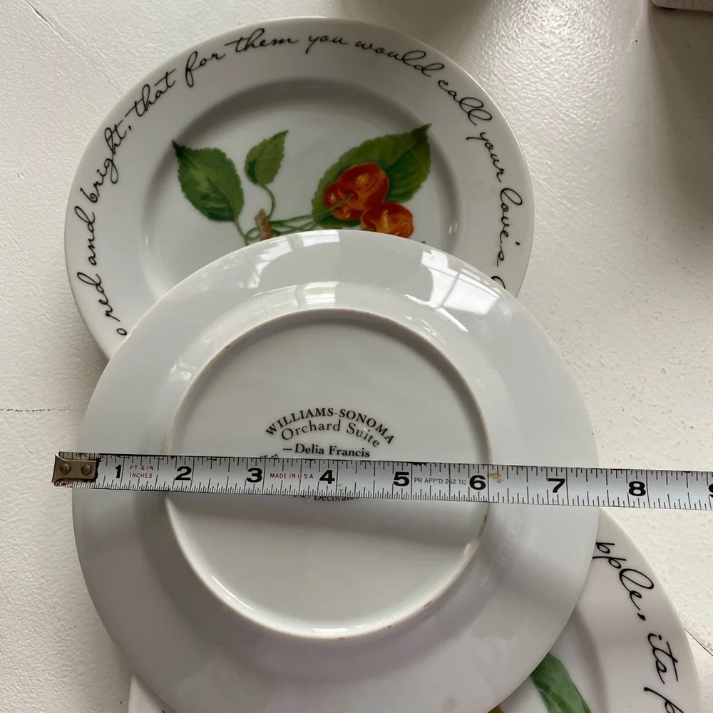 Williams Sonoma Fruit Accent Plates - Cherry, Plum, Pear